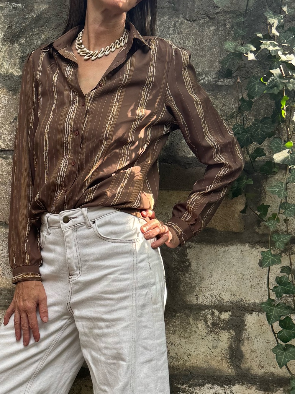 VTG Blouse with Tree Bark Type Pattern - Picture 3 of 16